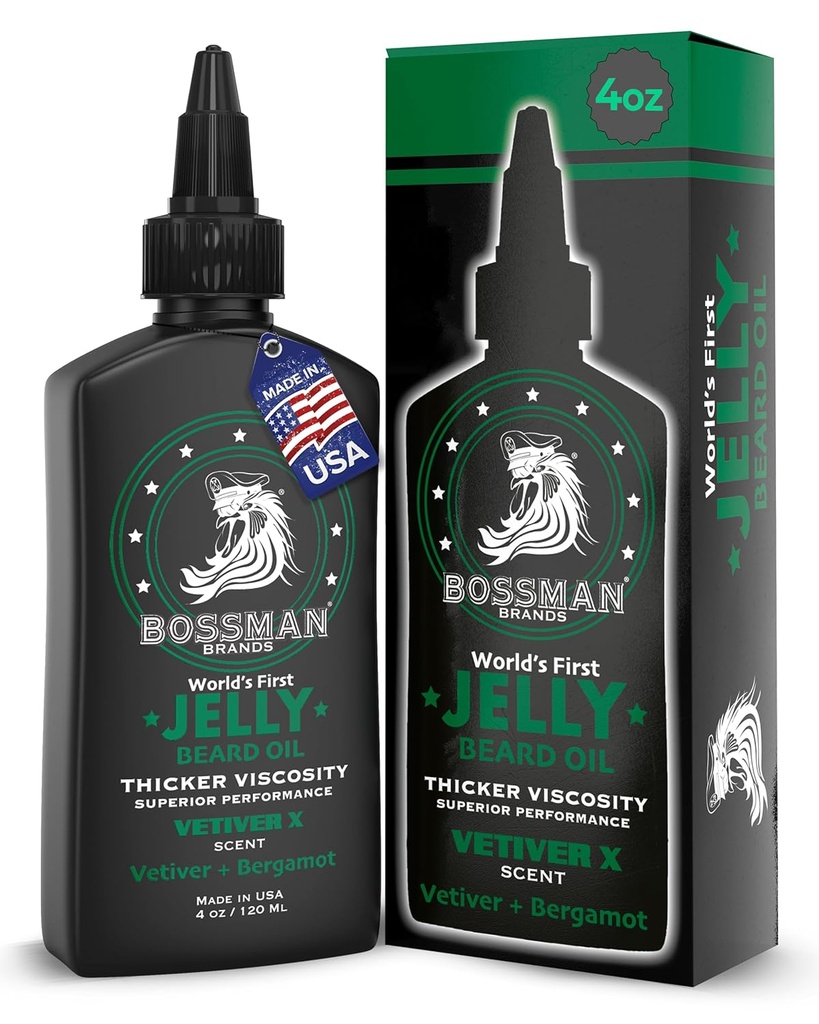 Bossman Jelly Beard ulei pentru bărbați (4 oz, Vetiver X Scent) 