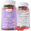 Saffron Suplimente Gummies 100mg - 100% extract de saffron pur cu glicinat de magneziu, L-Theanină, Turmeric, Ashwagandha, Honey & Vitamin B Complex pentru Mood & Power, Antioxidant, Vitality - 120 Conte
