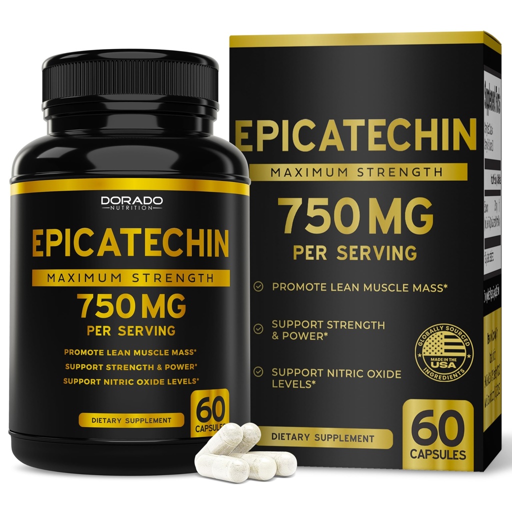 Extract de epicatechin 750 mg Per Serving - (60 capsule) - Suportă Lean Muscle, Oxid de azot, inhibitor de miostatină, Rezistență, Pompă & Gains - Supliment non-GMO & Vegan - (60 Count)