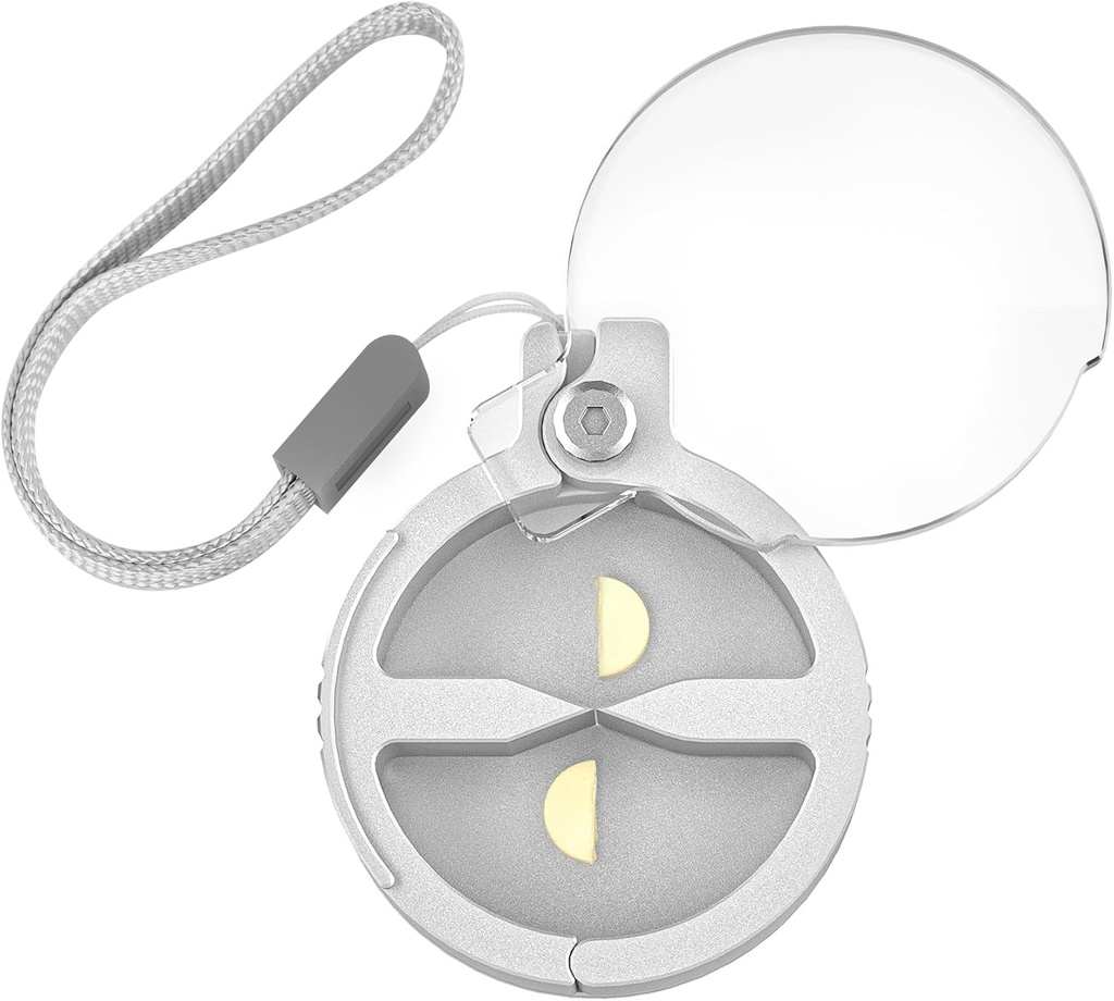 Durabil Pill Splitter, Precise Dual-Blade Aluminum Pilula Cutter pentru pastile mici și mari, Caz de pilula compact cu Lanyard pentru călătorie, Utilizare zilnică