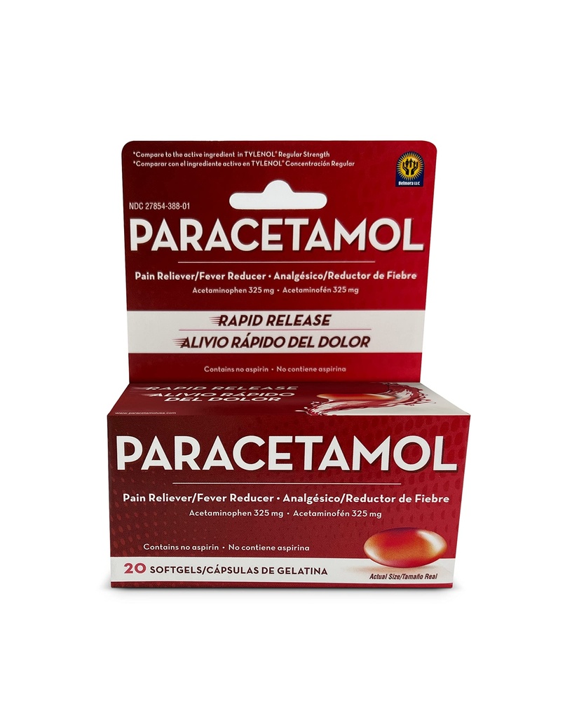 Acetaminofen 325mg 20 Softgels pentru ameliorarea durerii, capsule umplute cu lichid pentru a elibera rapid durere, durere rapidă Reliever pentru adulți Putere suplimentară, Reducator febră