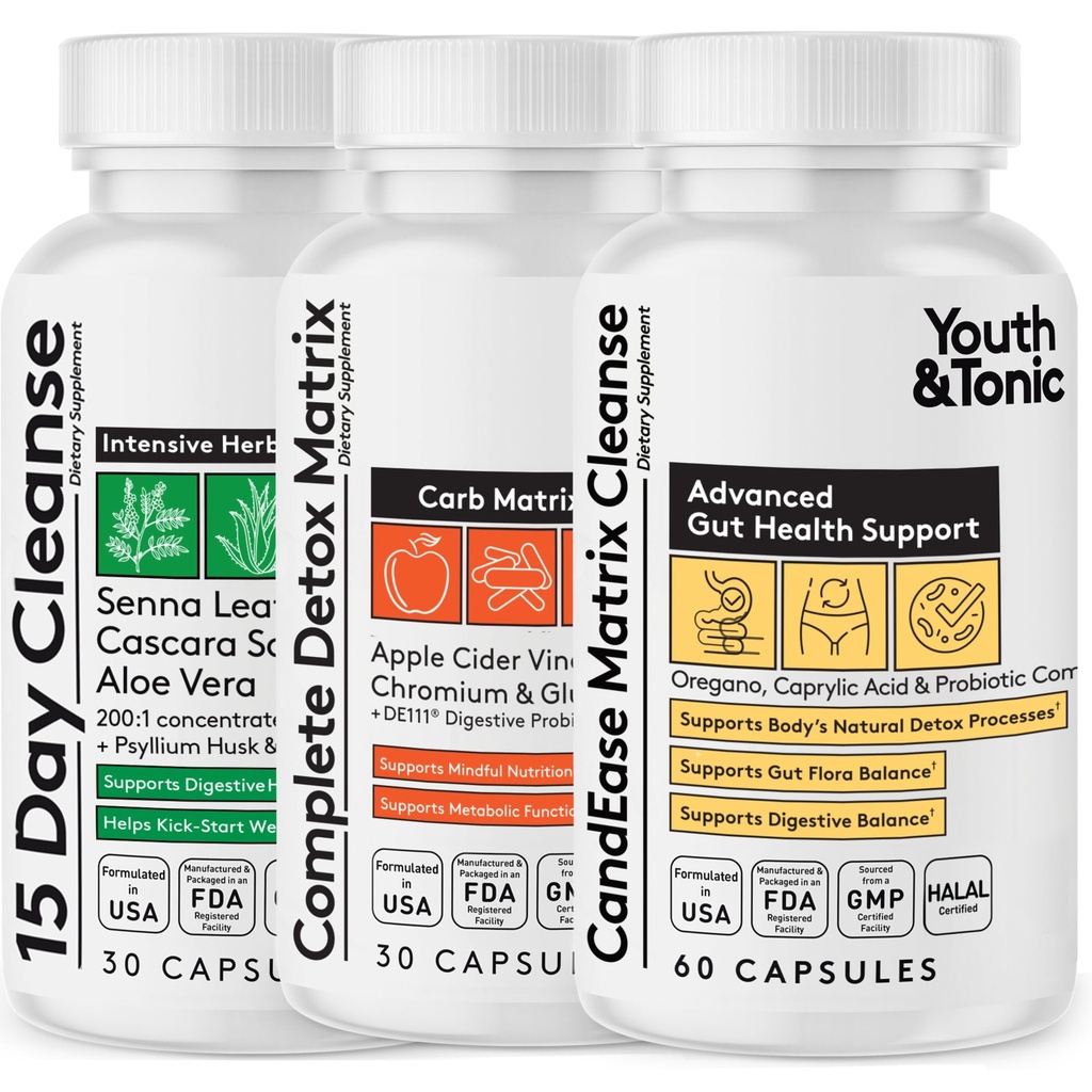 CandEase Matrix Pills & Colon Cleanser & Complete Detox Matrix Fast Kit Bundle 3pk 