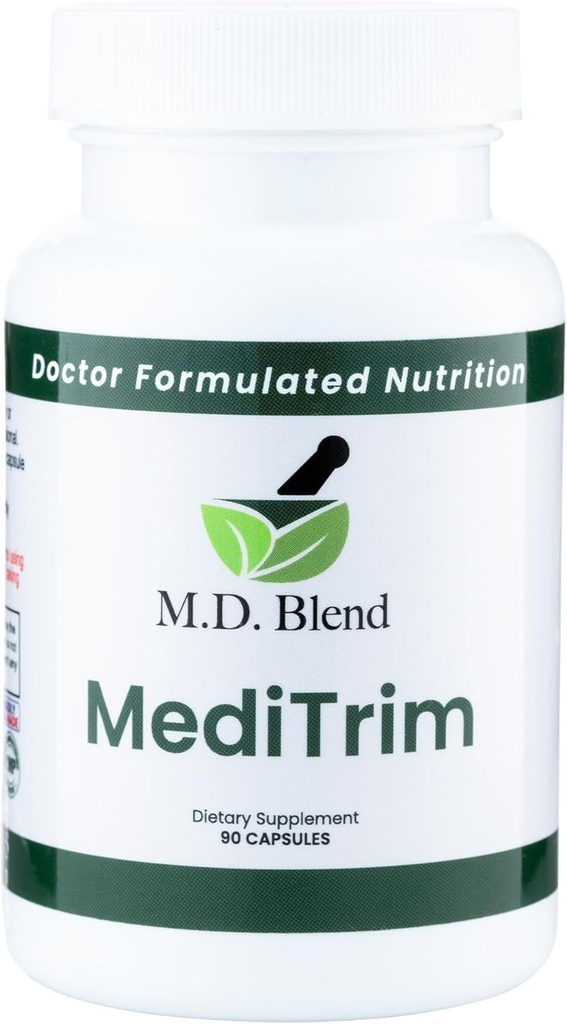 MD MediTrim - Expert Formulated Supplement Energy, Satiety, & Fizique Obiective - Smooth System Balance - Green Coffee Bean, Ceai Verde, Apple Cider Vinegar, Hibiscus - 90 capsule