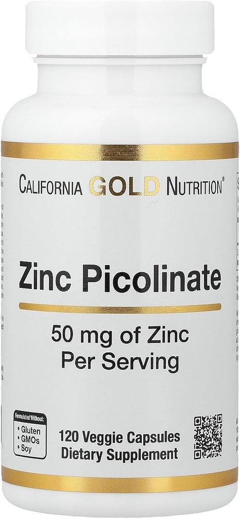 Picolinat de zinc, formă biodisponibilă de zinc, sprijină sănătatea imună, 50 mg, 120 Capsule vegetale