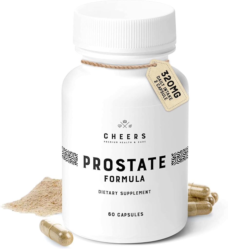 Cheers Prostate Formula | Dietary Supplement for Men | Beta Sitosterol, Saw Palmetto & EnoSTIM™ | Zinc, Selenium & Vitamin B6 | Urinary & Prostrate Support | Non-GMO, Clean Label | 60 Vegan Capsules