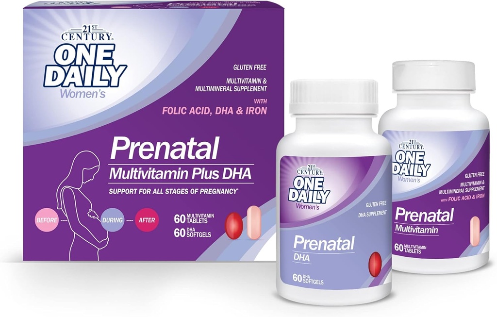 21 secolul prenatal cu DHA, tablete și softgels, 120 Conte