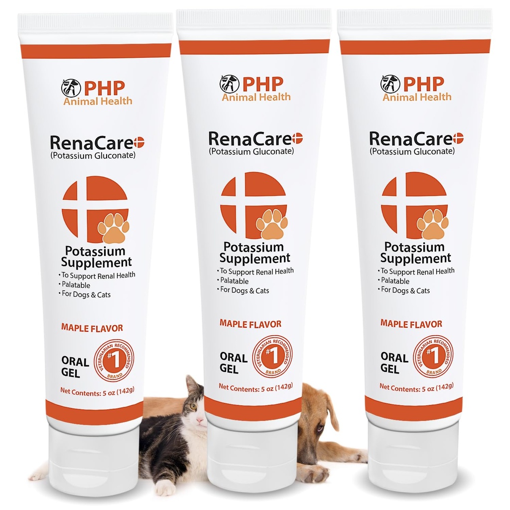 RenaCare K este pentru Renal K (Potasium Gluconate) Supliment de potasiu Gel pentru câini și pisici, (15 oz) cu aroma maple (Made in U.S.A)