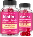NutraChamps Hair Skin & Nails Gummies, Biotina cu Colagen & Keratina, 5000mcg Biotin Beauty Complex, Suplimentul de vitamine, Berry, 120 Conte, Sanatos Par, Radiant Skin & Strong Nails (Pachet de 2)