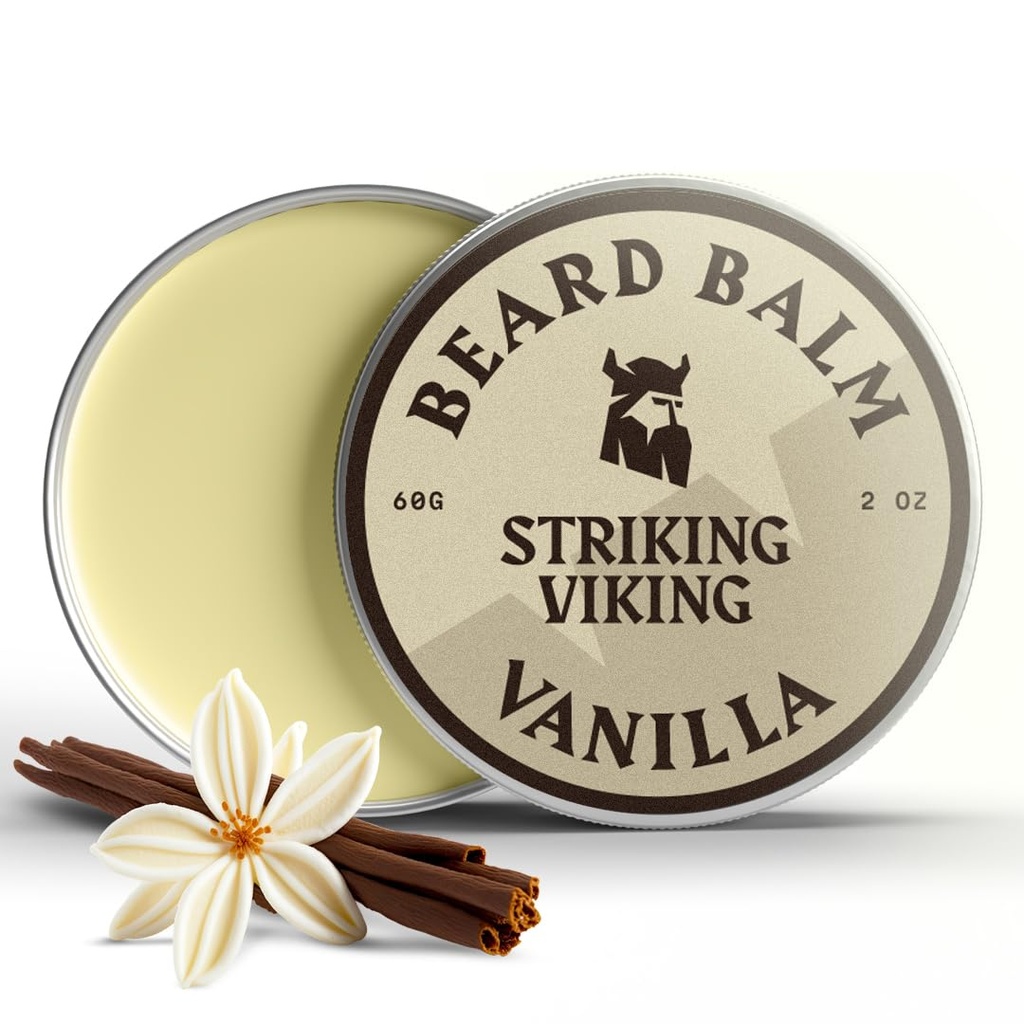 Balsam de barbă vikingă pentru bărbați - Lăsați în balsam de barbă - Balsam styling Made with naturally Derived Beard Butter, Argan & Jojoba Oils (2 Ounce (Pack of 1), Vanilla)