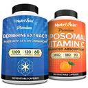 Nutrivein Premium Berberine & Vitamina lipozomal C Supliment: capsule de vitamina C de mare absorbție și Berberine Supliment Bundle pentru imunitate, metabolism, și echilibrat bine-Being