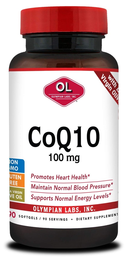 Olympian Labs Coenzime Q10 100mg Softgels formulat cu extra virgin ulei de măsline, inima de asistență pentru sănătate, protecție celulară de radicali liberi