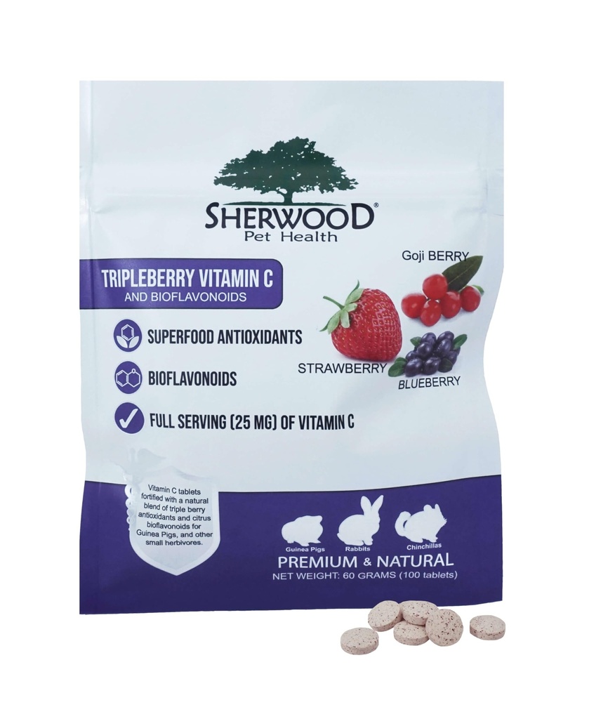 Tripleberry Vitamina C și Bioflavonoids de Sherwood Pet Health (100 comprimate - 60 Grams)