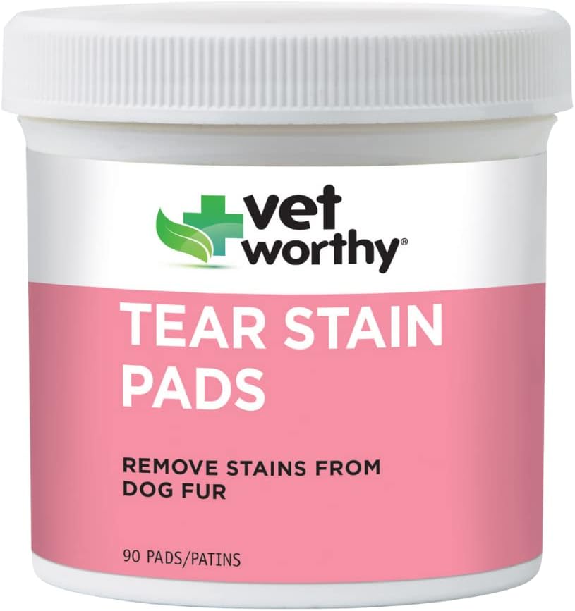 Vet Worty Tear Stain Pads pentru câini - soluţie Pad-uri înmuiate - Îndepărtaţi urmele de la câini blană - blând şi sigur - 90 Pads.