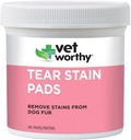 Vet Worty Tear Stain Pads pentru câini - soluţie Pad-uri înmuiate - Îndepărtaţi urmele de la câini blană - blând şi sigur - 90 Pads.