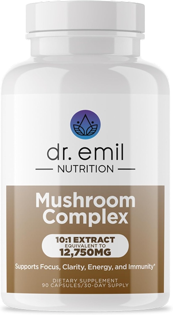 DR. EMIL NUTRITION 10 Supliment de ciuperci pentru Claritatea Mintala, Focus & Suport Imun - Suplimentul Nootropic de ciuperci functionale cu extract de coama Lions, Cordyceps, Turcia Coada & Mai mult