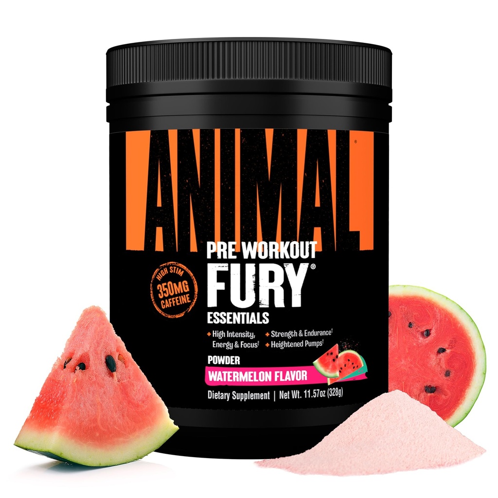 Animal Fury Pre Workout pulbere - Pepene verde, 350 mg Cafeina, BCAA Amino Acids, 2g Beta Alanine, Citruline & Tyrosine, Energie, Focus, Putere, Rezistență, Preworkout pentru bărbați și femei, 20 Serviri