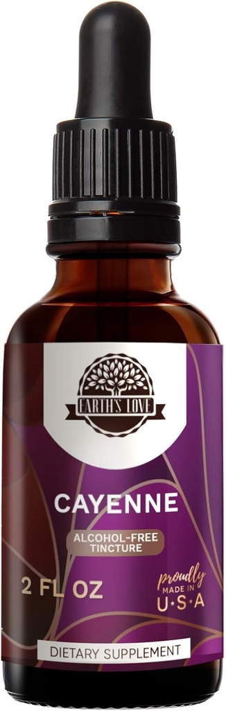 Terra's Love - Cayenne-Alcool-Free Extract de plante tinctură, Cayenne super-concentrat (Capsicum annuum) Pepper uscat (2 Fl Oz)