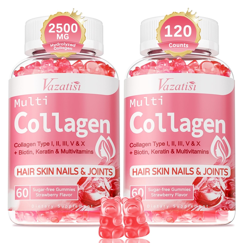 2 Pack Sugar Free Colagen Gummes pentru femei si barbati 