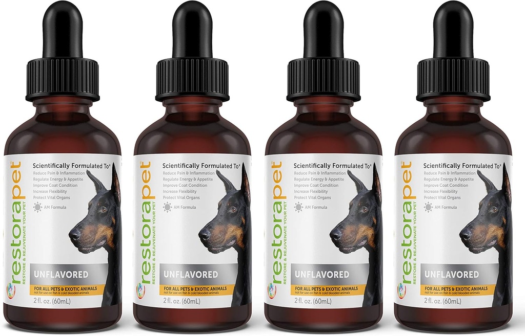 RestoraPet 4-Pack Dog & Cat Multivita lichid nearomatizata 