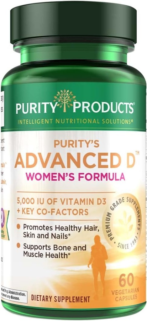 Produse de puritate Dr. Cannell Advanced Vitamina D Formula de femei fortificate cu luteina si Biotina pentru sanatoasa piele si par - 60 capsule vegetariene