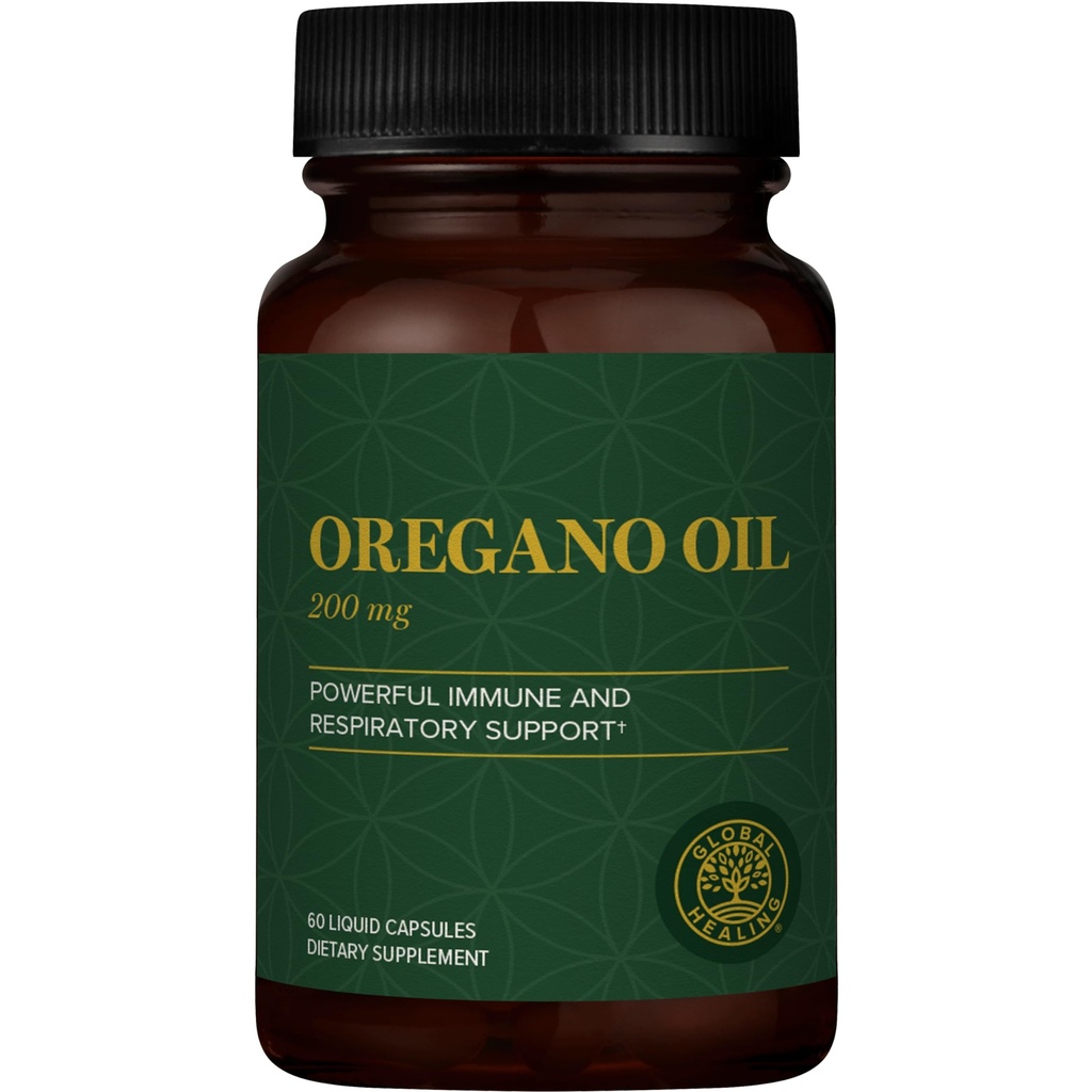 Centrul Global de Vindecare - Capsule de ulei Oregano cu ingrediente organice și extract de ardei cayenne, Capsule Oregano pentru suport sistem imunitar, sanatate respiratorie, Digestie, gaz & Gut Wellness (60 Conte)