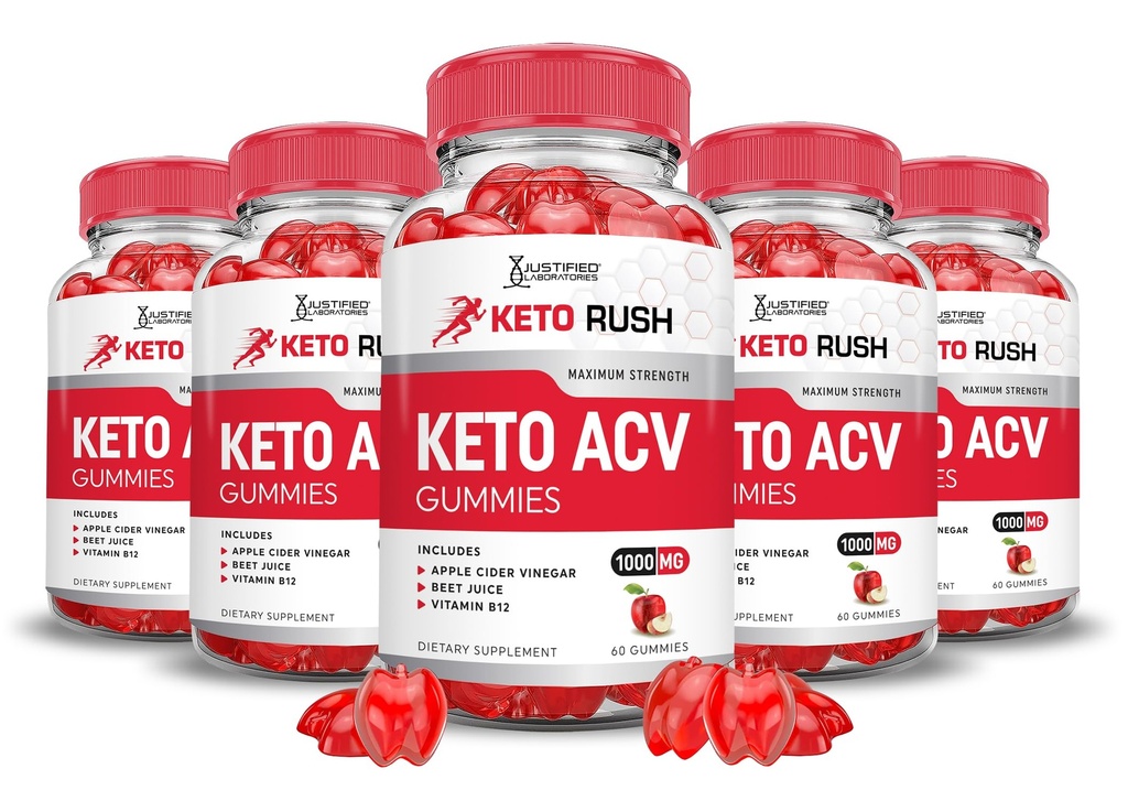 (5 Pack) Keto Rush Keto ACV Gummies Formula avansată B12 Vegan Non OMG 300 Gummys