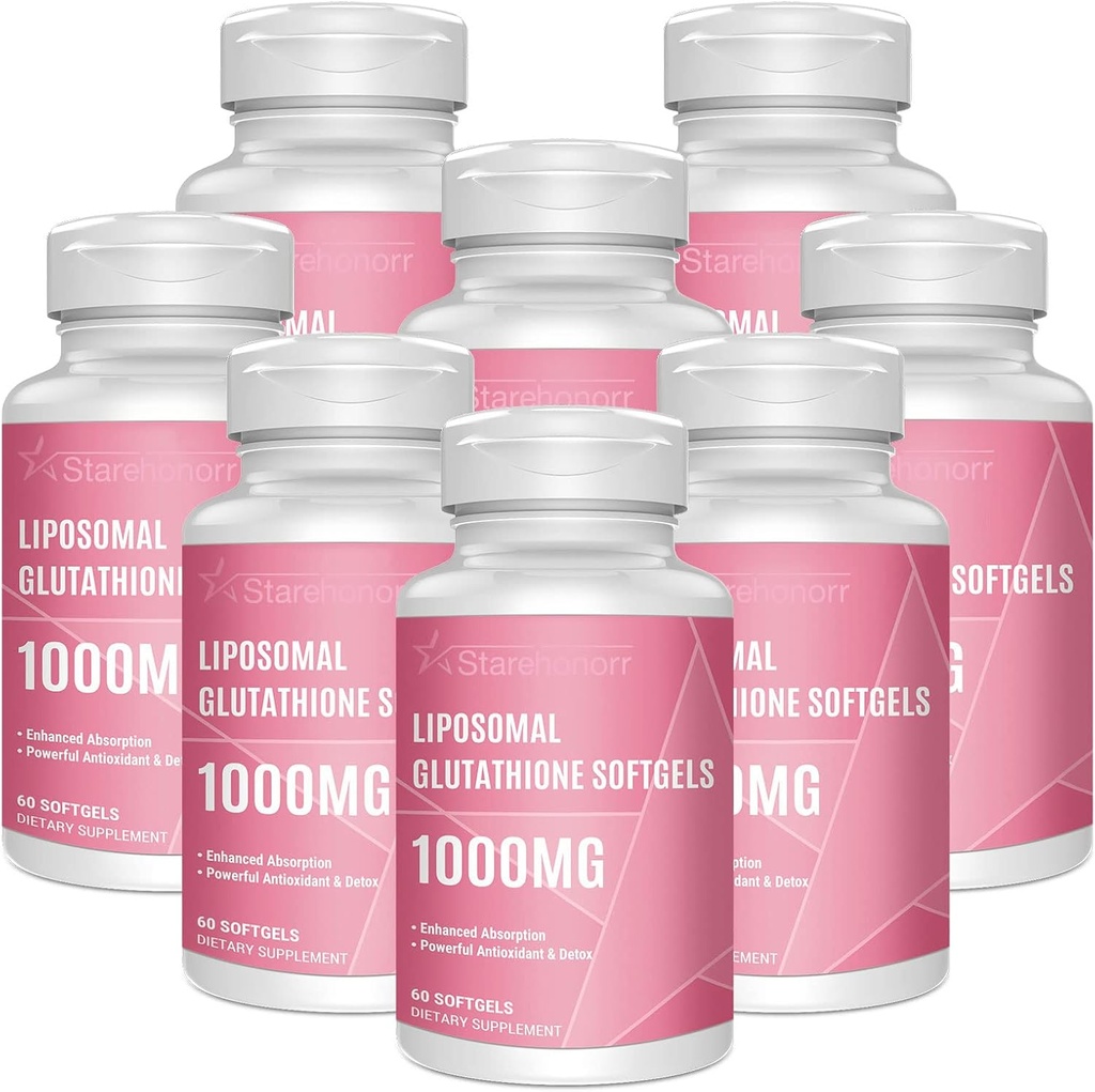 Liposomal Glutatione Softgels 1500MG, supliment Glutatione redus cu vitamina C, o mai bună absorbție, non-GMO puternic antioxidant pentru imbatranire sanatoasa, Detox, Immune Health, 480 Softgels