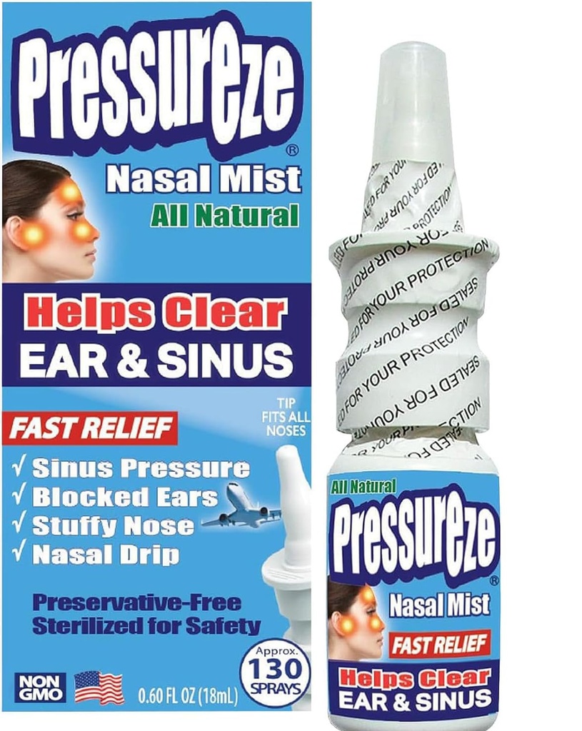 Pulverizare nazală sub presiune - toate steril natural conservativ-liber - Spray nazal de ajutor rapid - pentru congestia Sinus Alergii Urechi blocate Sforăit tare 