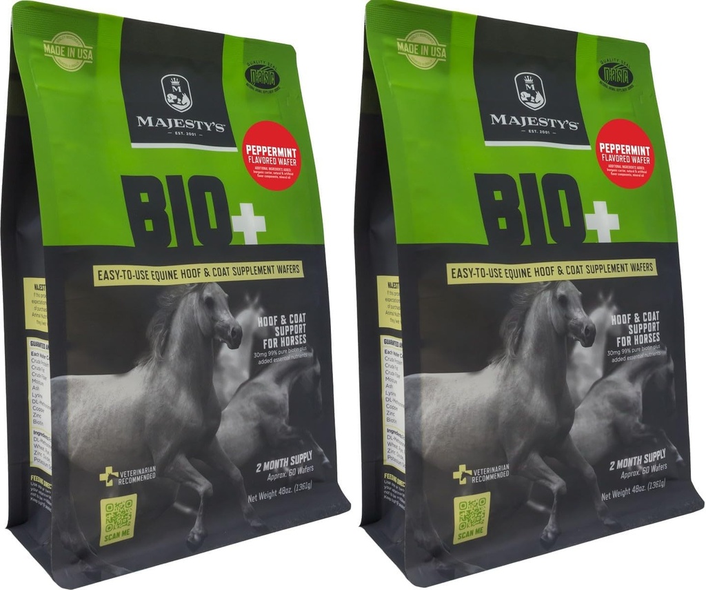 Maiestatea lui Peppermint arovă Biotin Wafers - Superior Horse/Equine Coof și Coat Supplement - Copper, Zinc, Lysine, Metionină