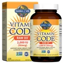 Gradina de viata Vitamina D, Cod Vitamina Raw D3, Vitamina D 2000 UI, Alimente integrale brute D3 Suplimente cu Chlorella, fructe, legume si probiotice pentru sanatate ososa si imuna, 120 Capsule vegetariene