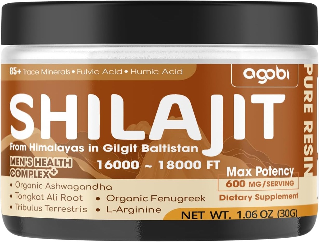Silajit Pure Himalayan Organic Resin - 30g Shilajit Supliment cu 85+ Trace Minerale, Acidul Vulcanian, Root Ashwagandha, Tongkat Ali & More Herbal - Suport Immune, Productia de energie si sanatatea creierului