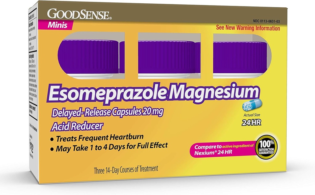 BunSense Esomeprazol Magneziu capsule cu eliberare întârziată, 20 mg, Reductor acid, 42 Număr de capsule