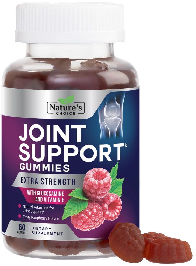 Suport comun Gummie Extra Putere Glucosamină Gummy Supliment cu vitamina E - Cartilaj natural și sprijin comun de sănătate și flexibilitate, Cel mai bun suport Glucosamină Mesteca pentru bărbați și femei - 60 gume