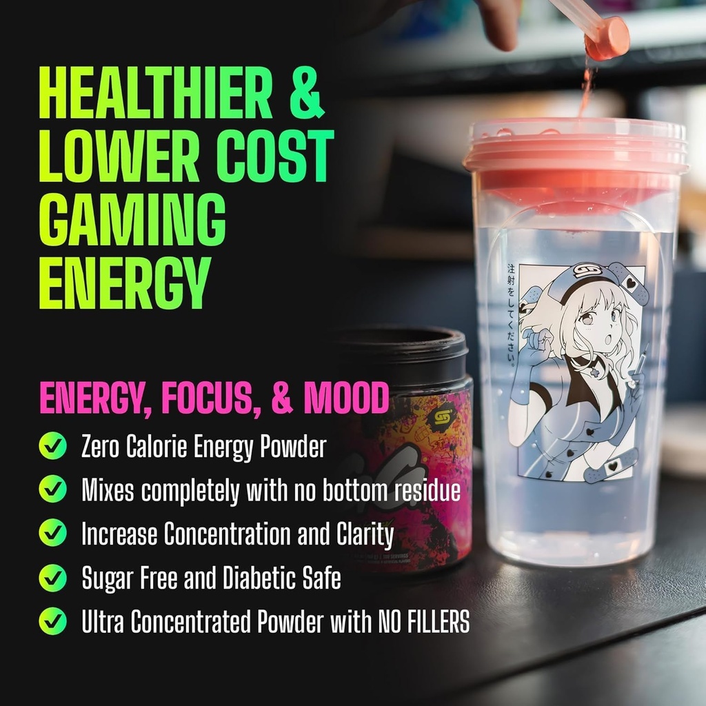 Gamer Supps, GG Energy Red Raspberry (100 serviri) - Keto Friendly Gaming Energy și Nootrop Blend, Sugar Free + Organic Caffeine + Vitamine, Powder Drink