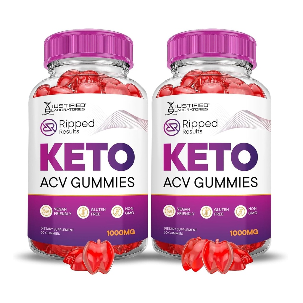 Laboratoare Justifiate (2 Pack Rezultatele Ripped Keto ACV Gummies Advanced Formula 1000MG Rezultate rupte Formulat cu rodie Beet Juice Powder B12 Vegan Non OMG 120 Gummys