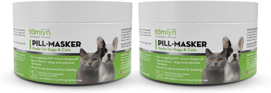 TOMLYN Pill-Masker Original Bacon-Flavored Paste pentru câini și pisici, 4oz, Pachet de 2