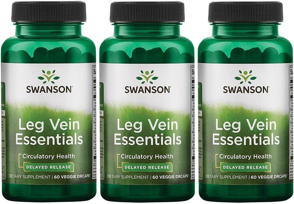 Swanson Leg Vein Essentials - eliberare întârziată - 60 Capsule de legume (3 ambalaj)