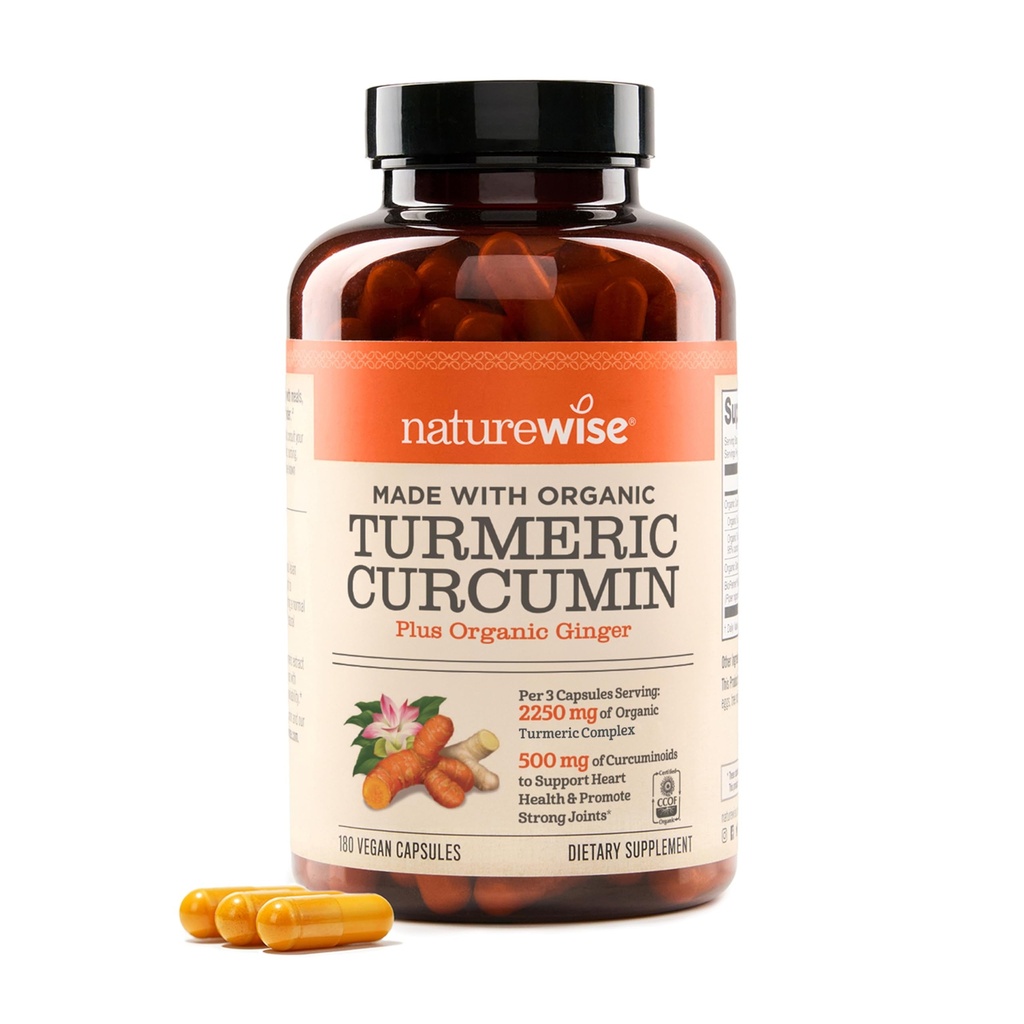 NatureWise Curcumin Turmeric 2250 mg - 95% Curcuminoide & BioPerine Black Pepper Extract pentru absorbţie avansată - Zilnic suport comun şi imun de sănătate - Vegan, non-GMO, 180 Conte[60-zi de aprovizionare]