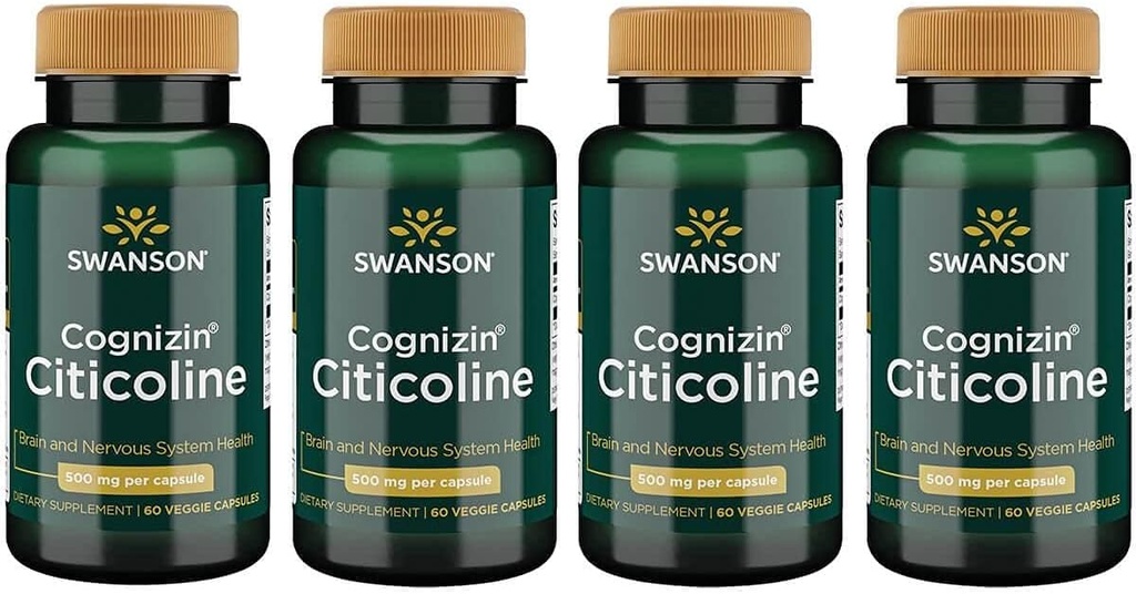Swanson Cognizin Citicolină 1000 Milligrams 60 Veg Capsule (4 ambalaj)