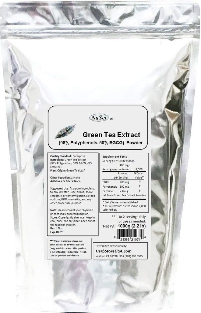 Pulbere standard 98% polifenoli și 50% OMG EGCG neiradiate (1000 grame (2,2 lb))