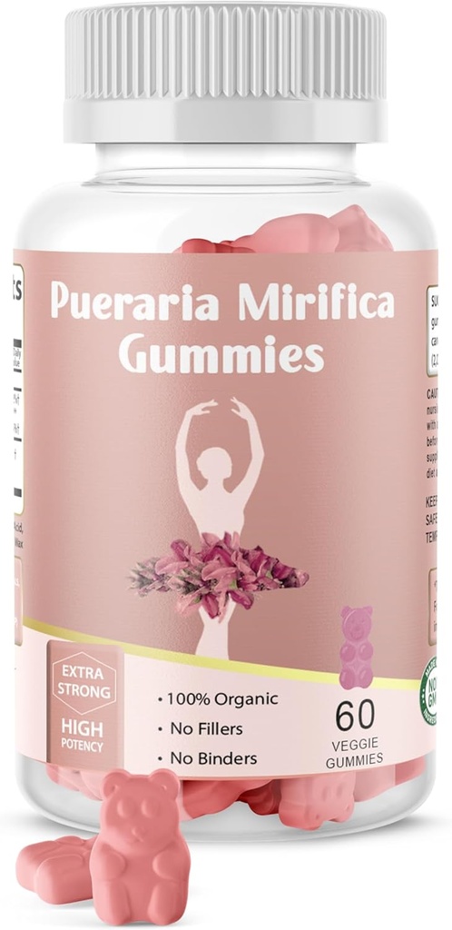 Pueraria Mirifica Gummy Organic Supplement - Pur Root 10:1 Extract concentrat 60 Veggie Gummies, Premium - pentru Transgender. Femei, bărbaţi...