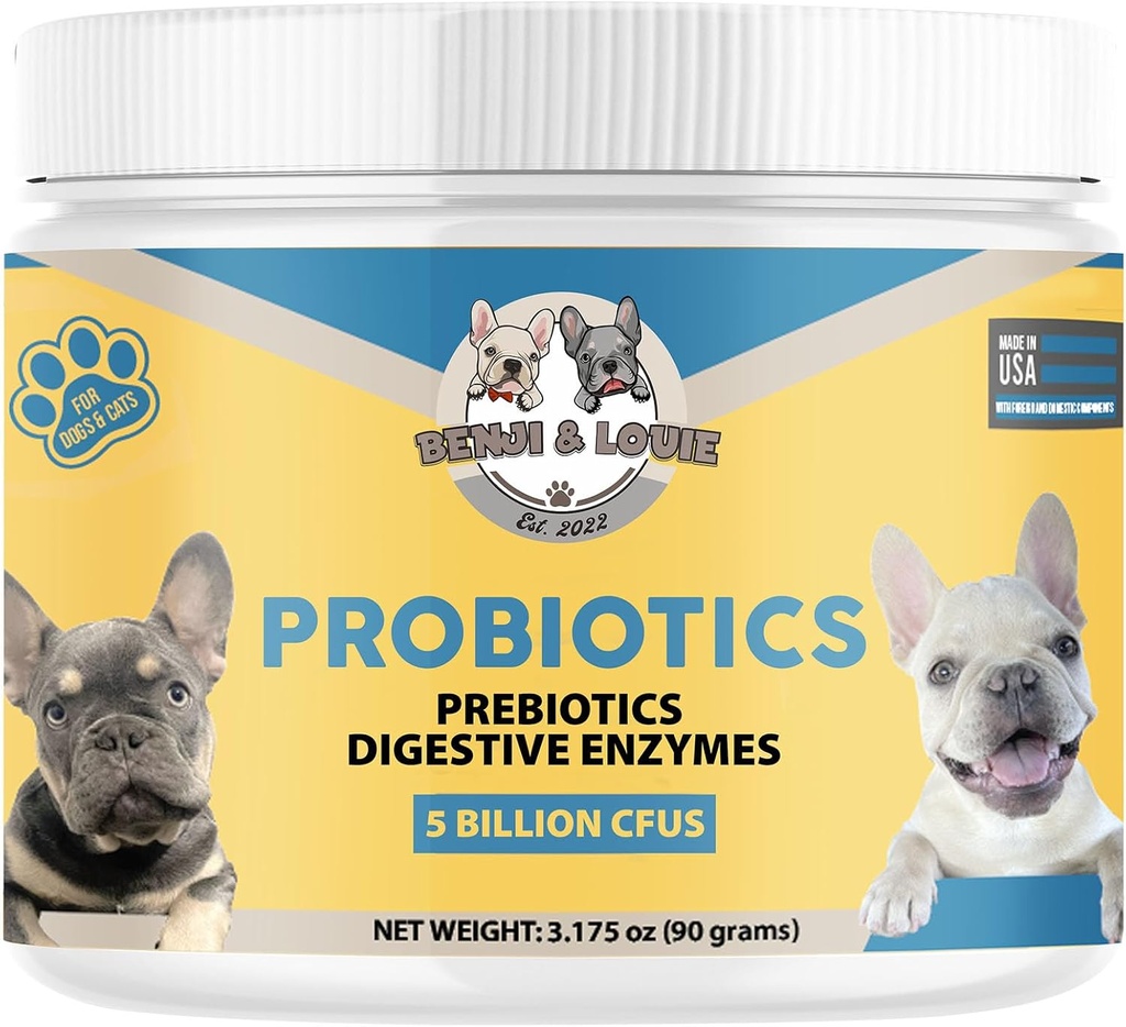 Probiotice caine, Probiotice Cat, Probiotice pentru câini, Probiotice pentru Cat, 5 miliarde CFU + Prebiotice + Enzime digestive pentru sanatate digestiva si suport imun, Skin & Coat, Caine Probiotic, 90 Grams