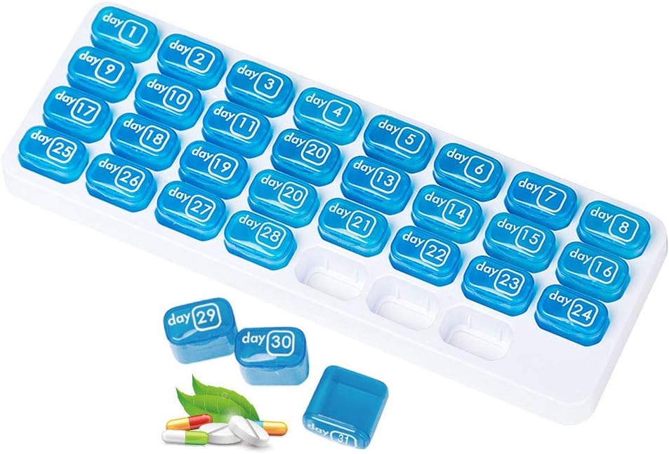 31 zi lunar Pill Organizator, Portable Pilula Medicina caz Box detinator pentru Daily Medicine/Vitamin/Fish Oils/Supplement