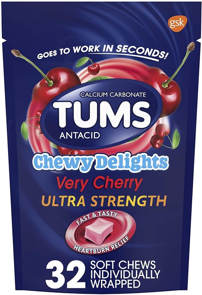 Tums Chewy Delights, Very Cherry 32 ea Pachet de 4 de TUMS