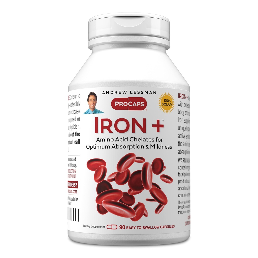 ANDREW LESSMAN de fier Plus 90 capsule - 18mg Fier, 100% Acid aminopur Chelated fier (Glicinat, Aspartate), Plus vitamina C pentru absorbţie crescută, mici, uşor de înghiţit capsule, fără aditivi