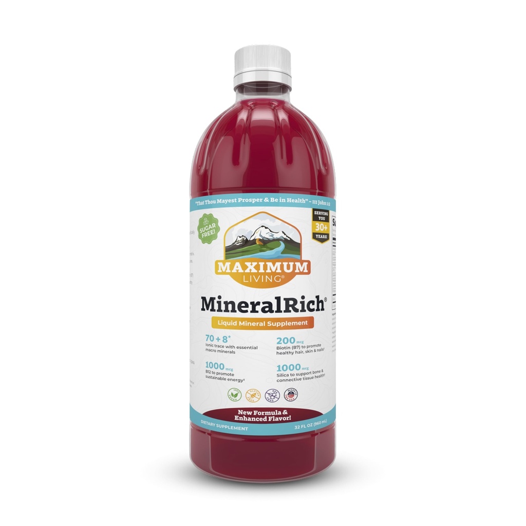 Minerale maxime de viaţă - Suplimentul minerale - Lichid lichid fără zahăr Amestec de vitamine şi minerale de urmărire - 32 oz