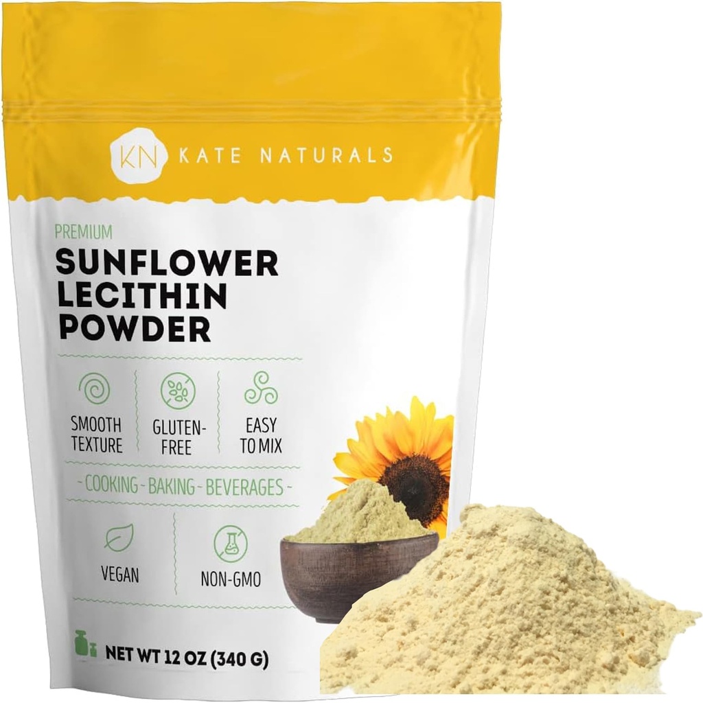 Kate Naturals Floarea-soarelui Lecithin Powder for Cooking Bread, Gumies, Cooking. Lecitină Supliment pentru înfundat lapte Ducts. Substituit pentru Soy Lecitin pulbere (12oz, non-GMO)