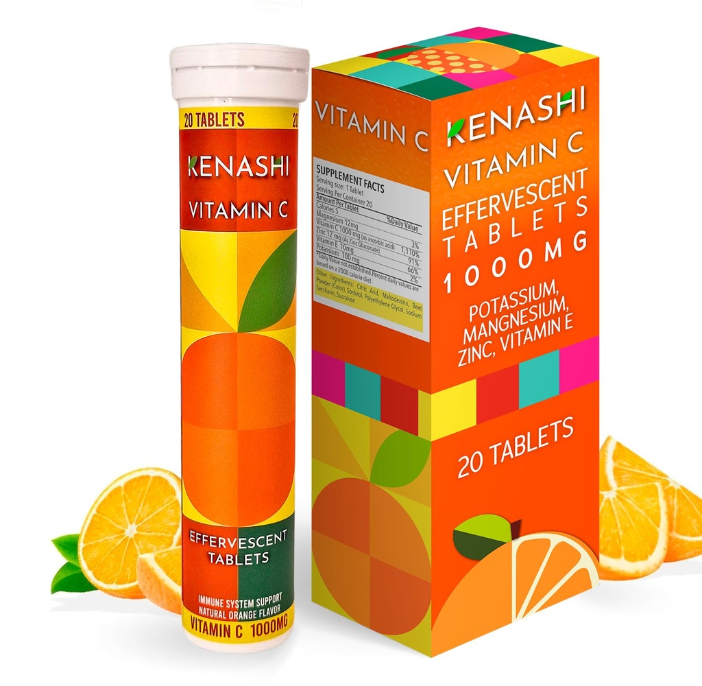 Vitamina C 1000 mg Comprimate efervescente Vitamina cu Zinc Potasiu Magneziu E Vitamina Vitamina C Efervescente para Adulto Zinc și vitamina C 20 comprimate