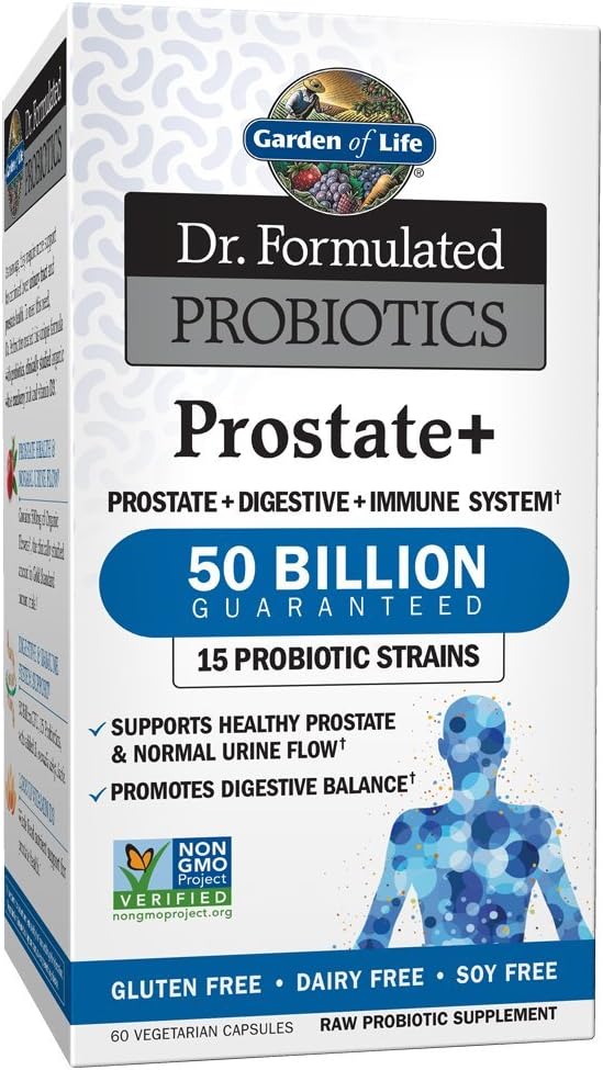 Gradina de viata Dr. Probiotice Formulate Prostate+ - Acidofil si Probiotic sustine sanatos Prostate si Digestive Balanta - Gluten, lactate, si Soy-Free - 60 Capsule vegetariene