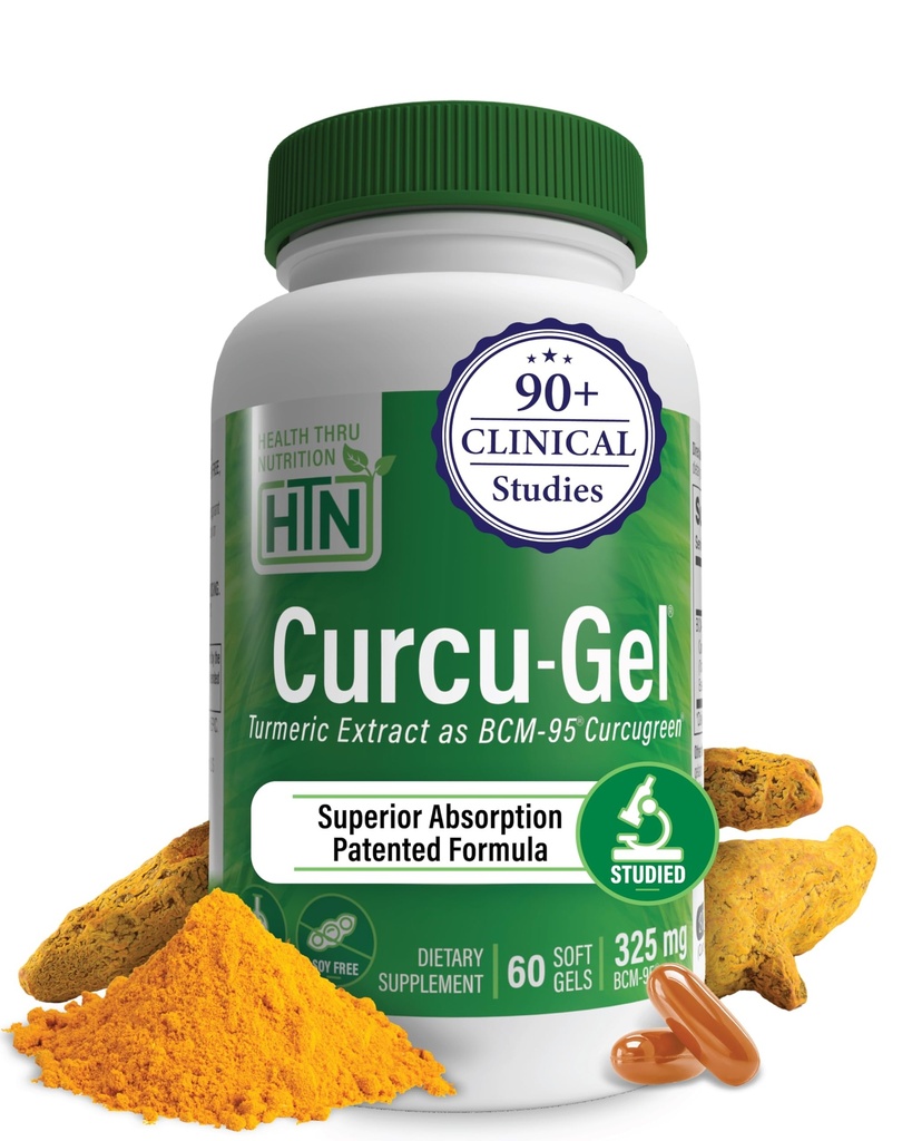 Health Thru Nutrition Curcu-Gel Turmeric Curcumin Complex BCM-95 Softgels, 325mg (Pachet de 60)